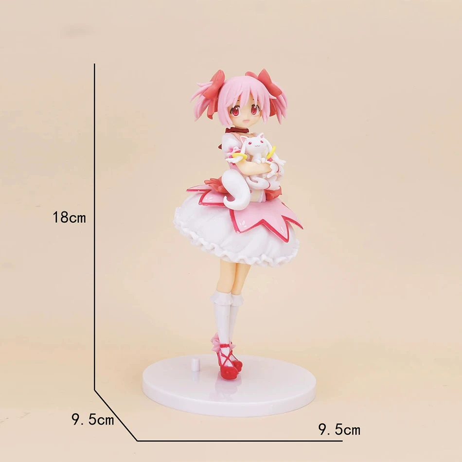 Jilijia Madoka Kaname Anime Figura inginocchiata Kyuubey Manga Girls Action Figure Model PVC Statue Desktop Figurine Ornamenti Regali 10 cm