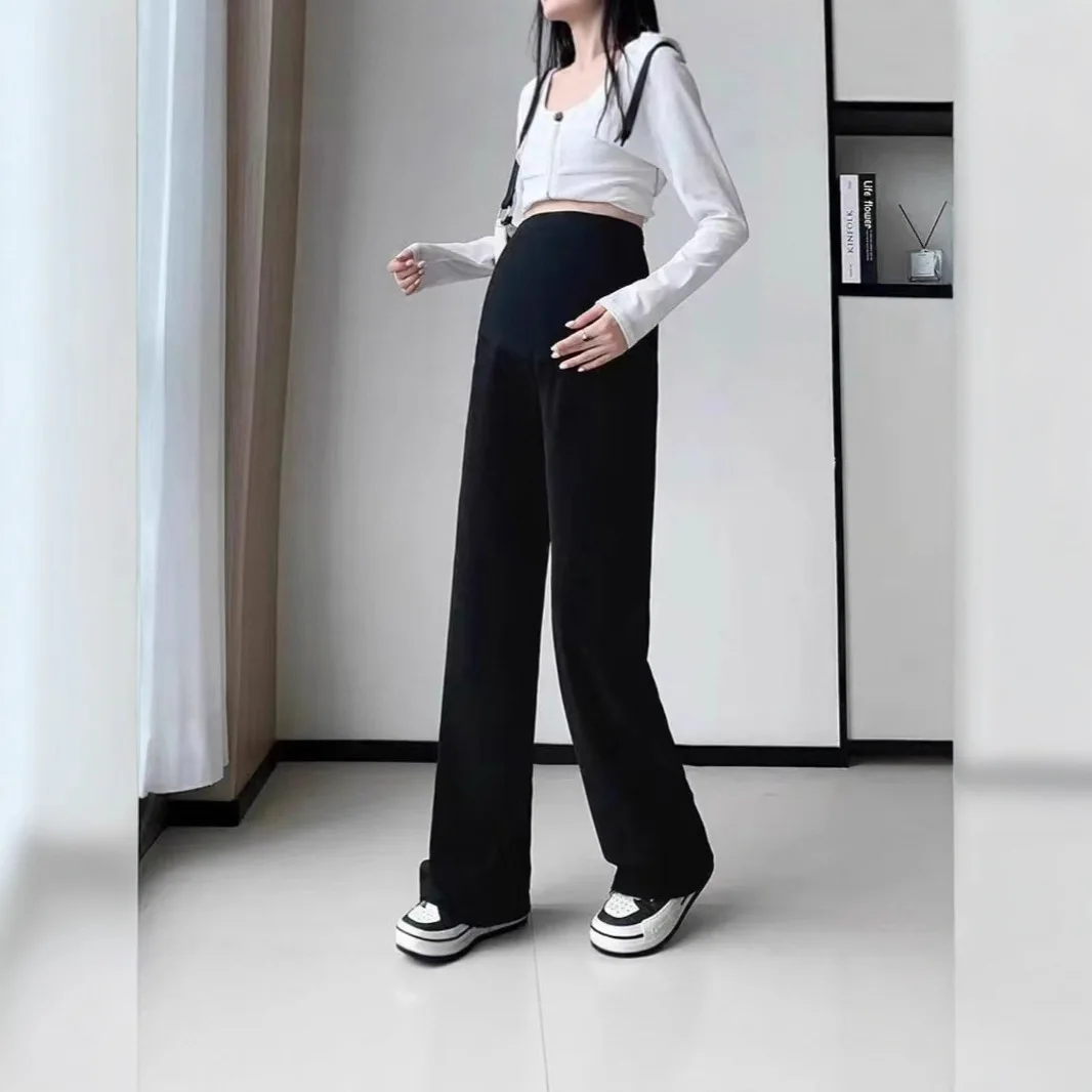 2026 봄 가을 겨울 플리스 안감 임산부 와이드 레그 팬츠 루즈핏 배를 받쳐주는 캐주얼 따뜻한 아우터웨어 바지
