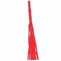 Luxury Black PU Leather Riding Crop and Flogger with Hand Cuffs (Red)