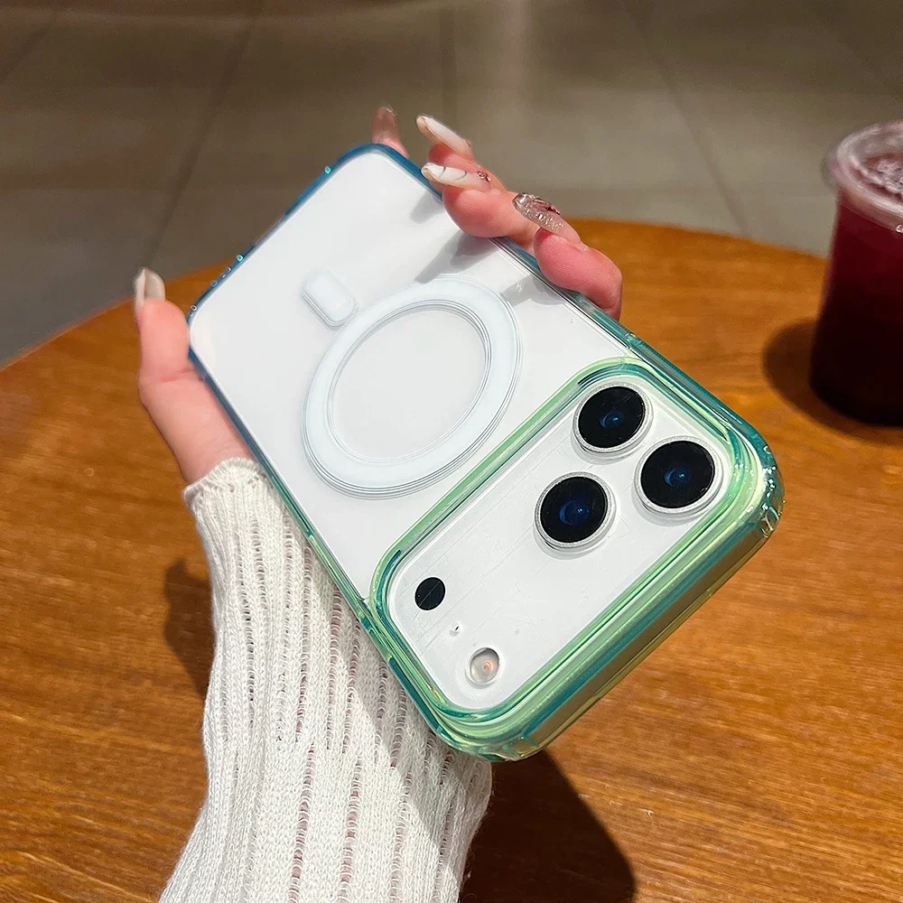 Gradual Color Crystal Soft Anti-Knock Transparent Case with Wireless Charging Compatibility