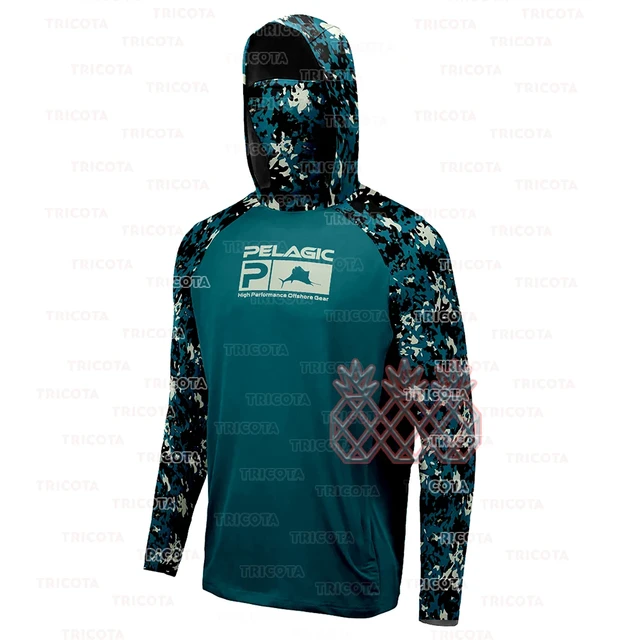 Pelagic Fishing Clothing UPF 50+ Face Cover Fishing Hoodie Shirts Men UV  Protection Long Sleeve Camouflage Mask Fishing Shirts - AliExpress