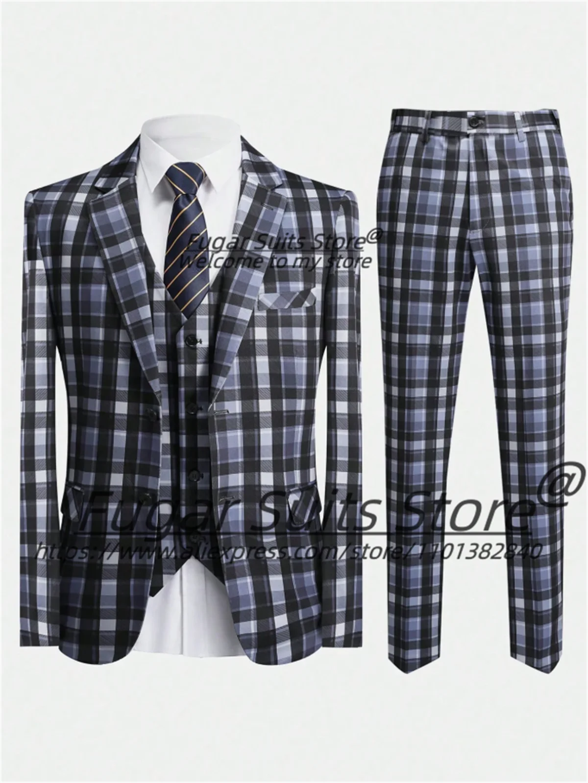 Men Suits Slim Fit Notched Lapel Groom Formal Tuxedos 3 Pieces Sets Business Male Blazers Costume Homme
