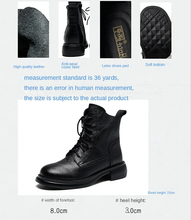 Dam ankelboots i äkta läder med platåsula för vinterbruk_voghion.com