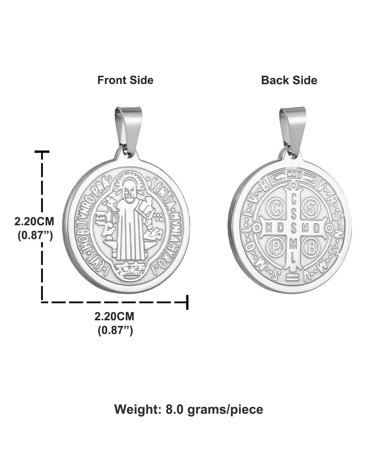Stainless Steel St. Benedict Medal Pendant
