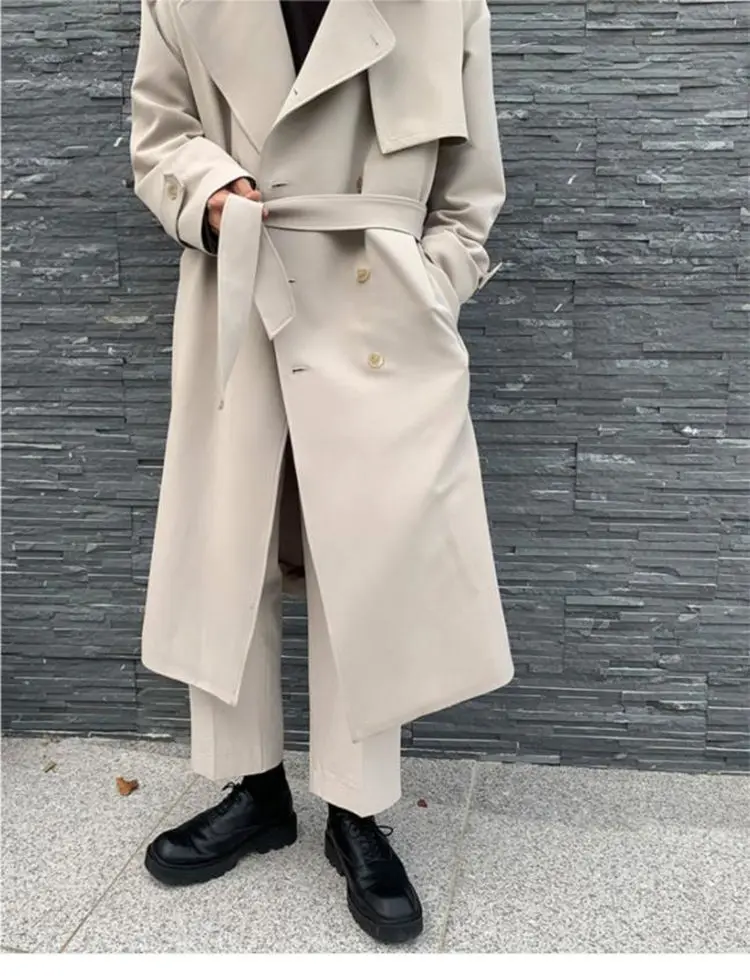 Description Picture 5 of itemAutumn Winter Mid-length Over-the-knee Windbreaker Men's Loose High Street Personality Casual Windbreakers Jackets Male Clothes