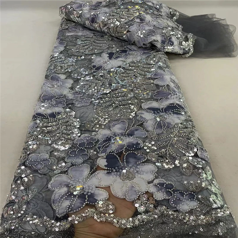 New design fashion style bling bling net lace bead and sequins lady party 5 yards