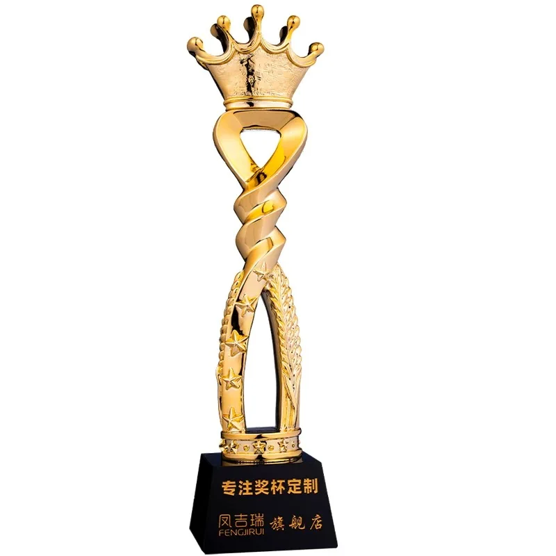 Customized Crown Trophy Golden Cups Trophy, Award Champions Sports Winner Educational Props Trofeo Reward Competition Prizes Toy