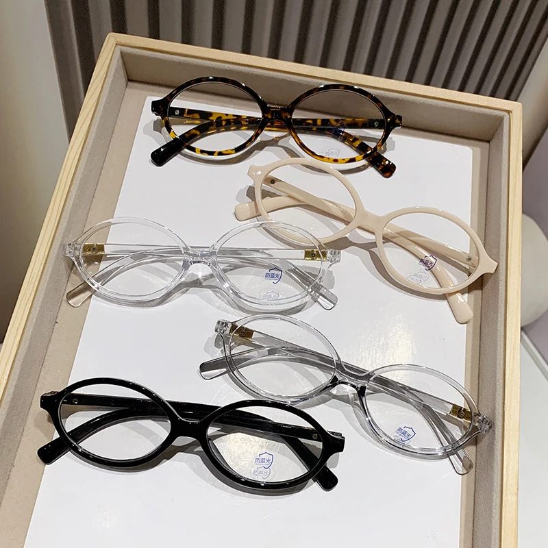 Anti Blue Light Oval Myopia Glasses Retro Small Frame Transparent Prescription Glasses Men Ultralight Clear Nearsight Eyewear 6