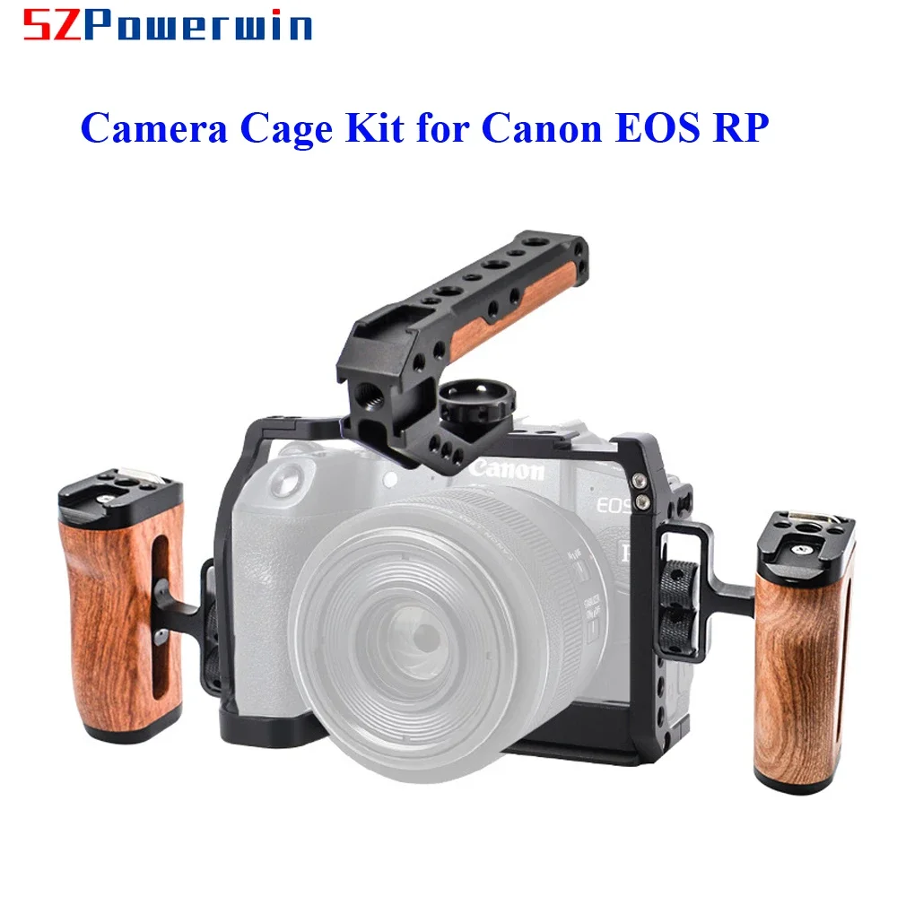 Powerwin For Canon EOS RP Camera Cage with wooden Handle Kit