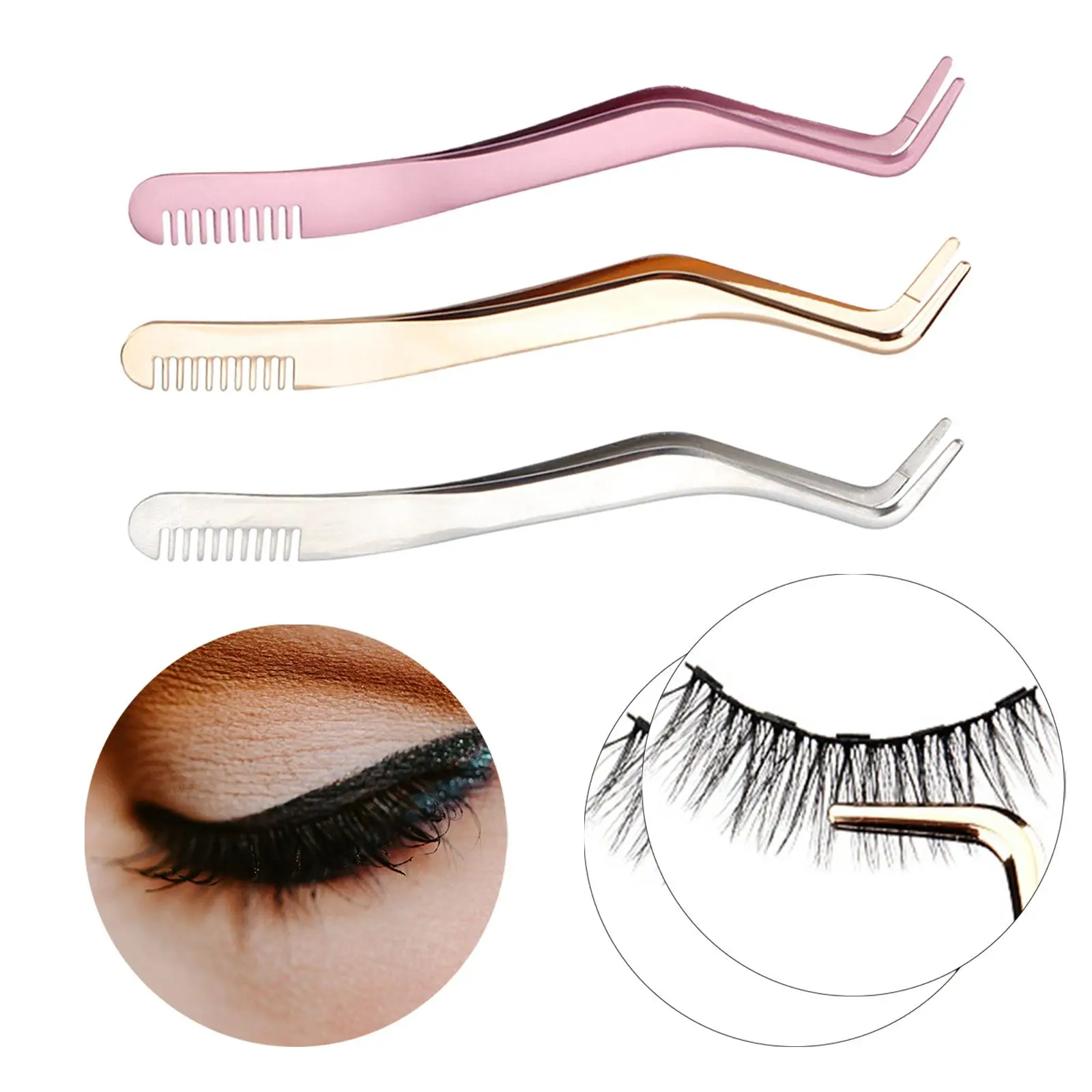 휴대용 곡선형 속눈썹 핀셋 DIY 속눈썹 연장 용품