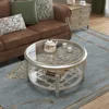 Round Coffee Table, MDF Sofa Table with Storage Open Shelf, Double-Tempered Glass Living Room Table, End Table for Livin 3