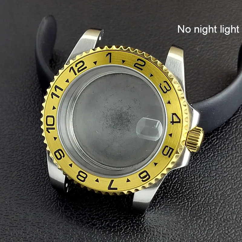 40MM Sapphire Glass GMT Bidirectional Rotation Watch Case with Accessories