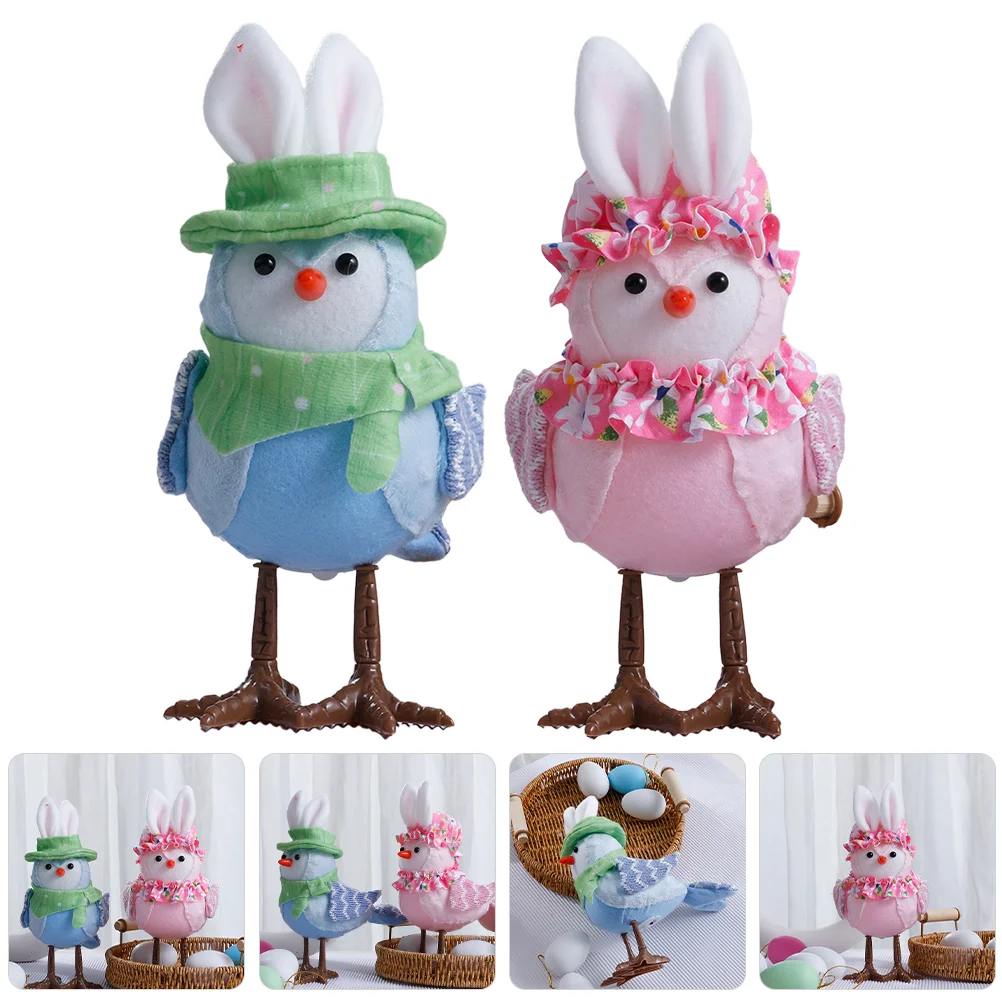 

Easter Bunny Rabbits Figurine Cute Rabbits Standing Statue Glowing Birds Tabletopper Bird Spring Decorations Easter Spring