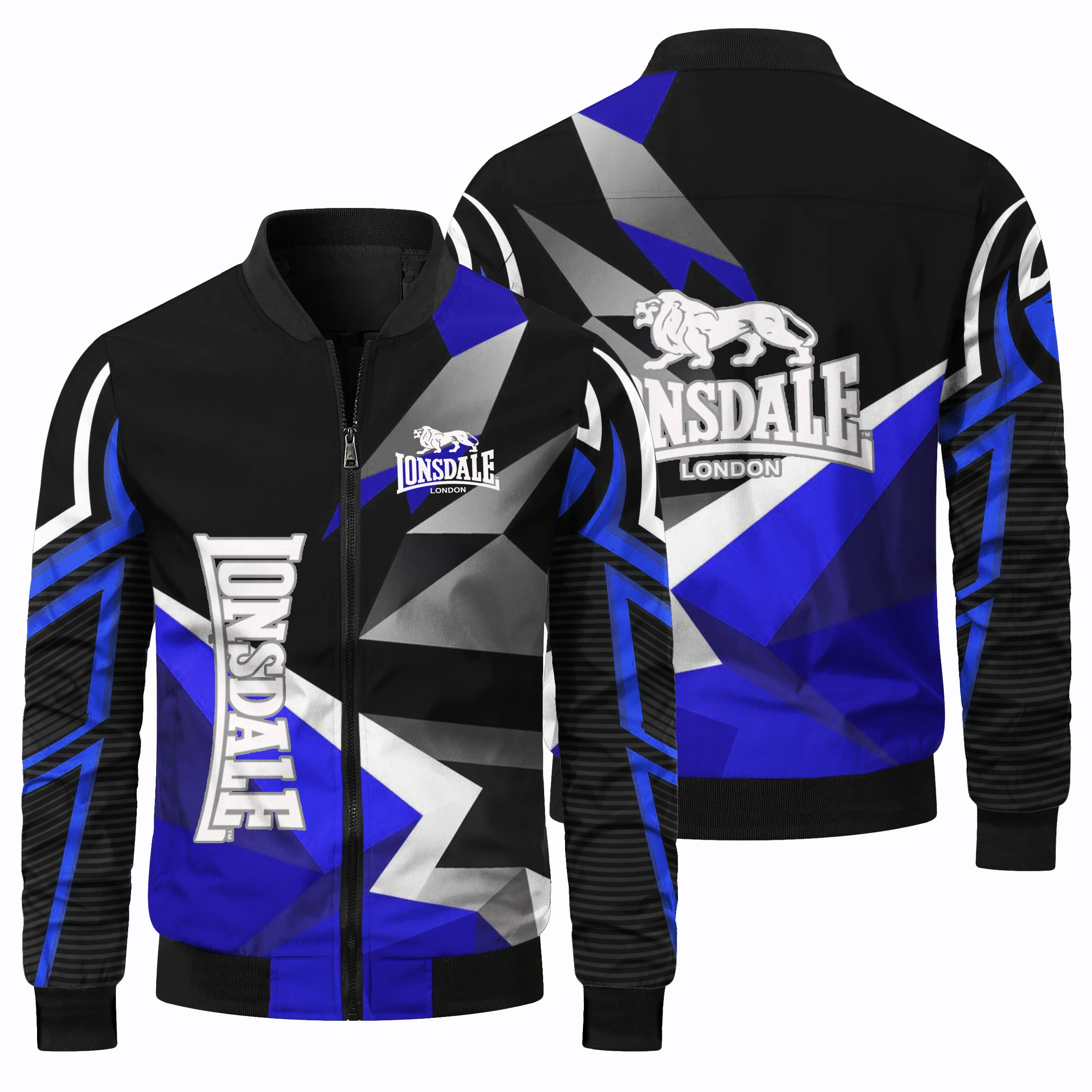 thumbnail image 1 of Chaqueta exterior con cremallera y cuello redondo para hombre, con estampado de logotipo de león en 3D, chaqueta clásica para carreras, ciclismo todoterreno y exteriores, 1 of 5
