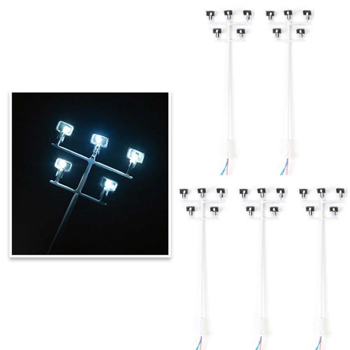 BAAU 10PCS HO Scale Model Lighting Tower 3V Train Light Railway LED Plaza Lamps Building Scenery Layout Model Accessories