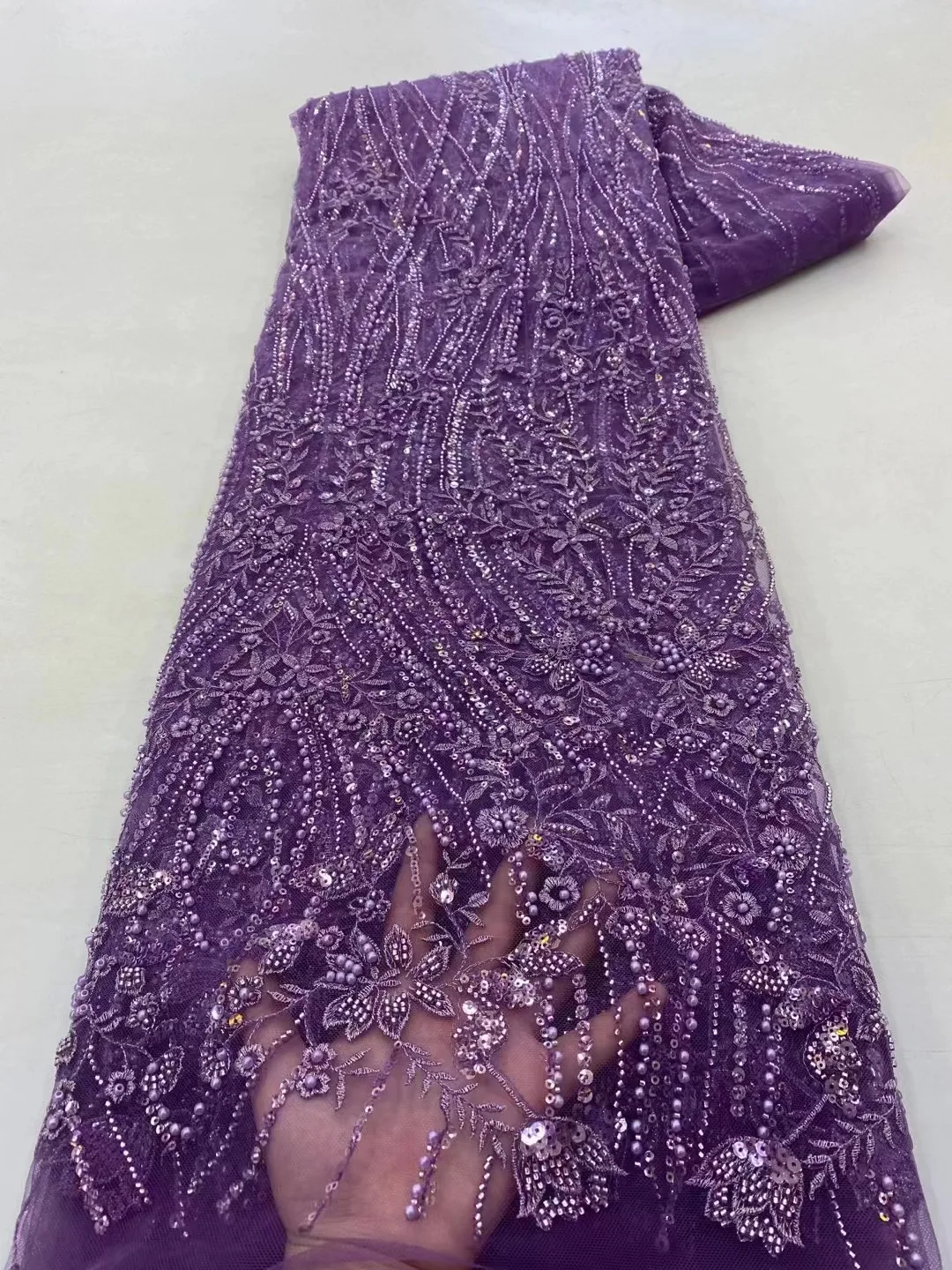 

African Lace Fabric 2023 High Quality French Mesh Lace Fabric Luxury Beads Sequins Nigerian Lace Fabrics For Wedding Dress