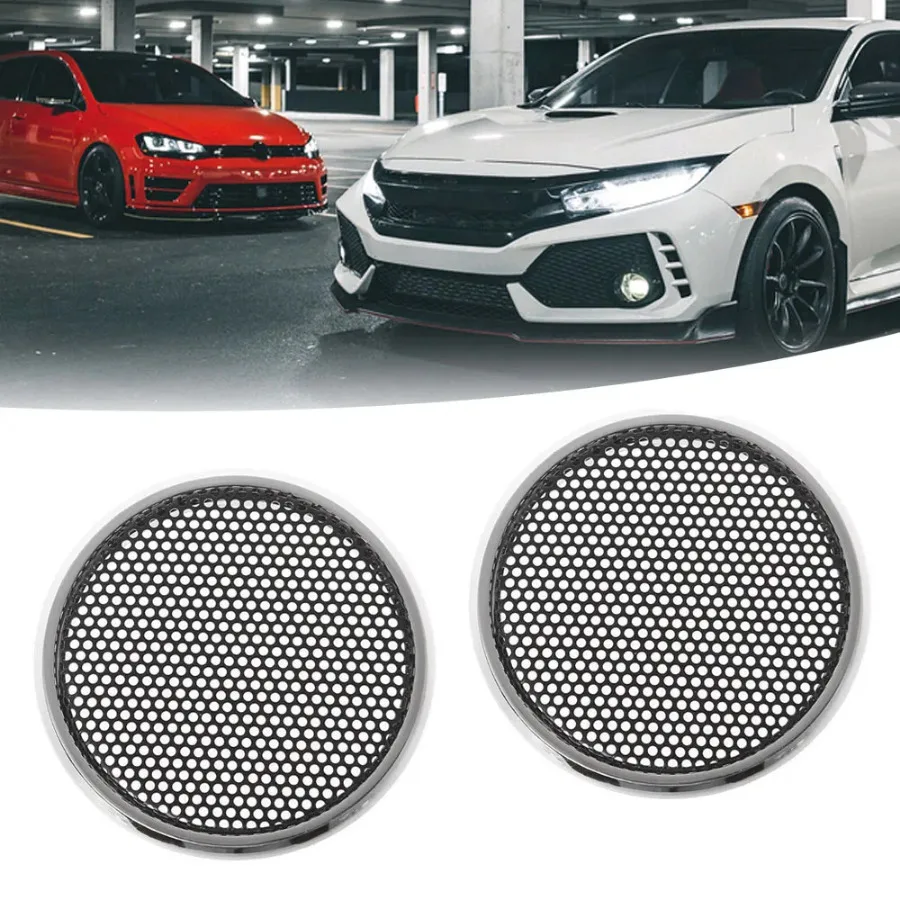 

2Pcs Car Speaker Decorative Circle Auto Audio Dust Cover Auto Interior Decoration Car Speaker Grill Protective Cover Universal