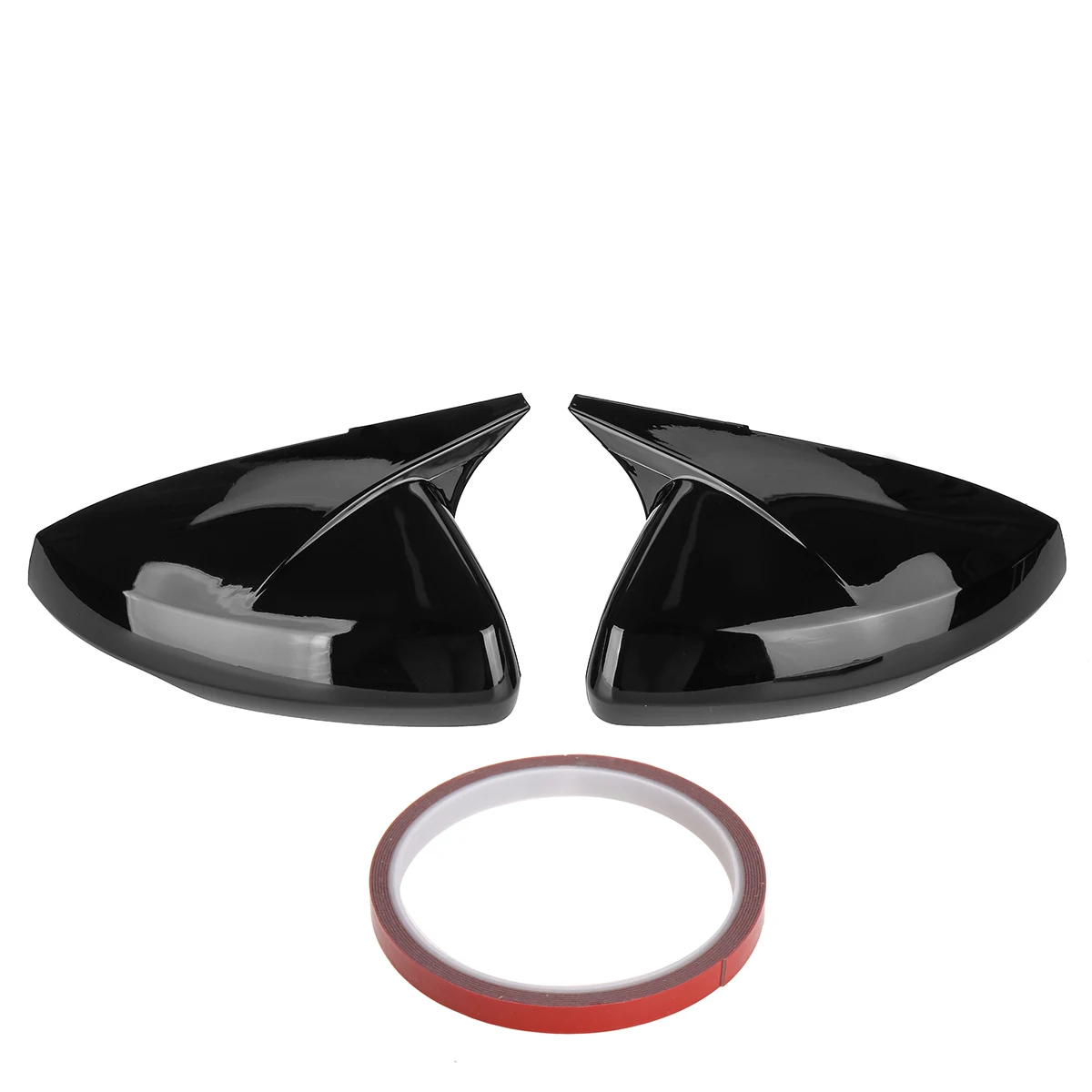 VW 폴로 MK6 TSI TDI MPI GTI GTD 2018-2022 사이드 도어 미러 코브 리어 뷰 미러 캡 직접 추가형 미러 커버 (광택 블랙)