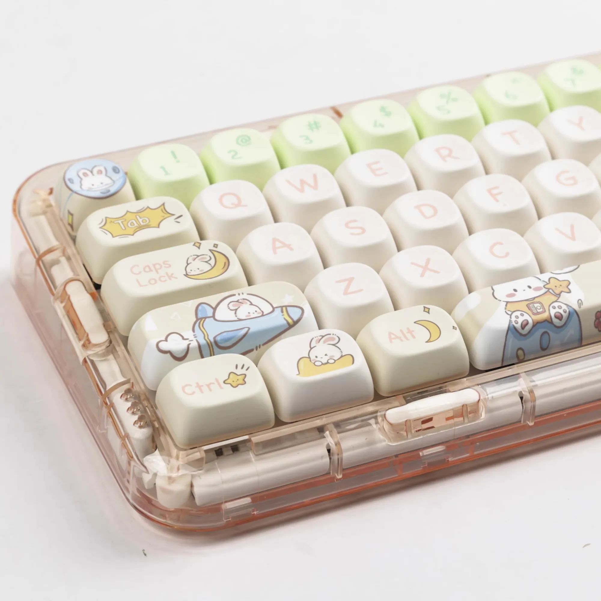 

144 Keys Space Rabbit Theme MOA Profile Key Cap MAC Cute Meow Square PBT Keycaps Thermal Sublimation Mechanical Keyboard Keycaps