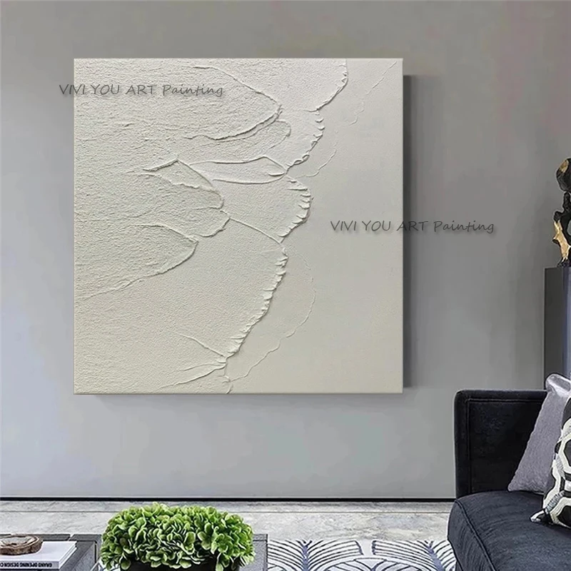 

The Hot Sales Handmade Abstract Gray Oil Painting Modern Porch White Knife Mural Artwork Simple Picture Nature Room Decor Gift