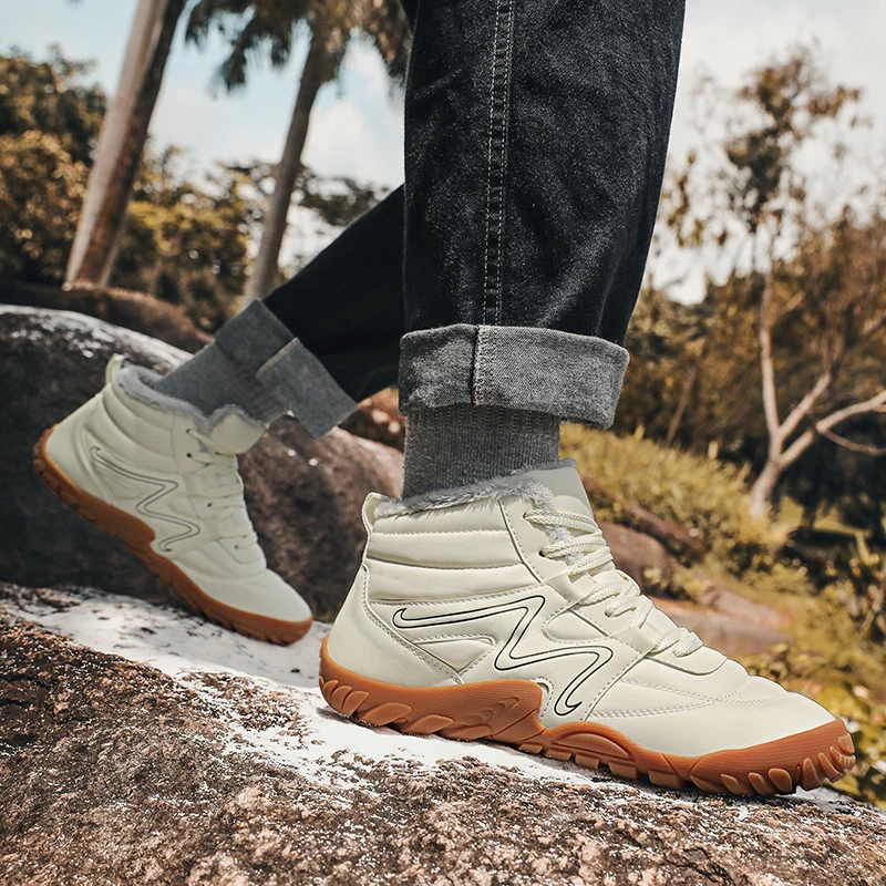 New Winter Boots For Men Snow BareFoot Outdoor Non-slip Warm Fur Casual Sneakers Plus Size Lightweight Ankle Boots Hiking Shoes