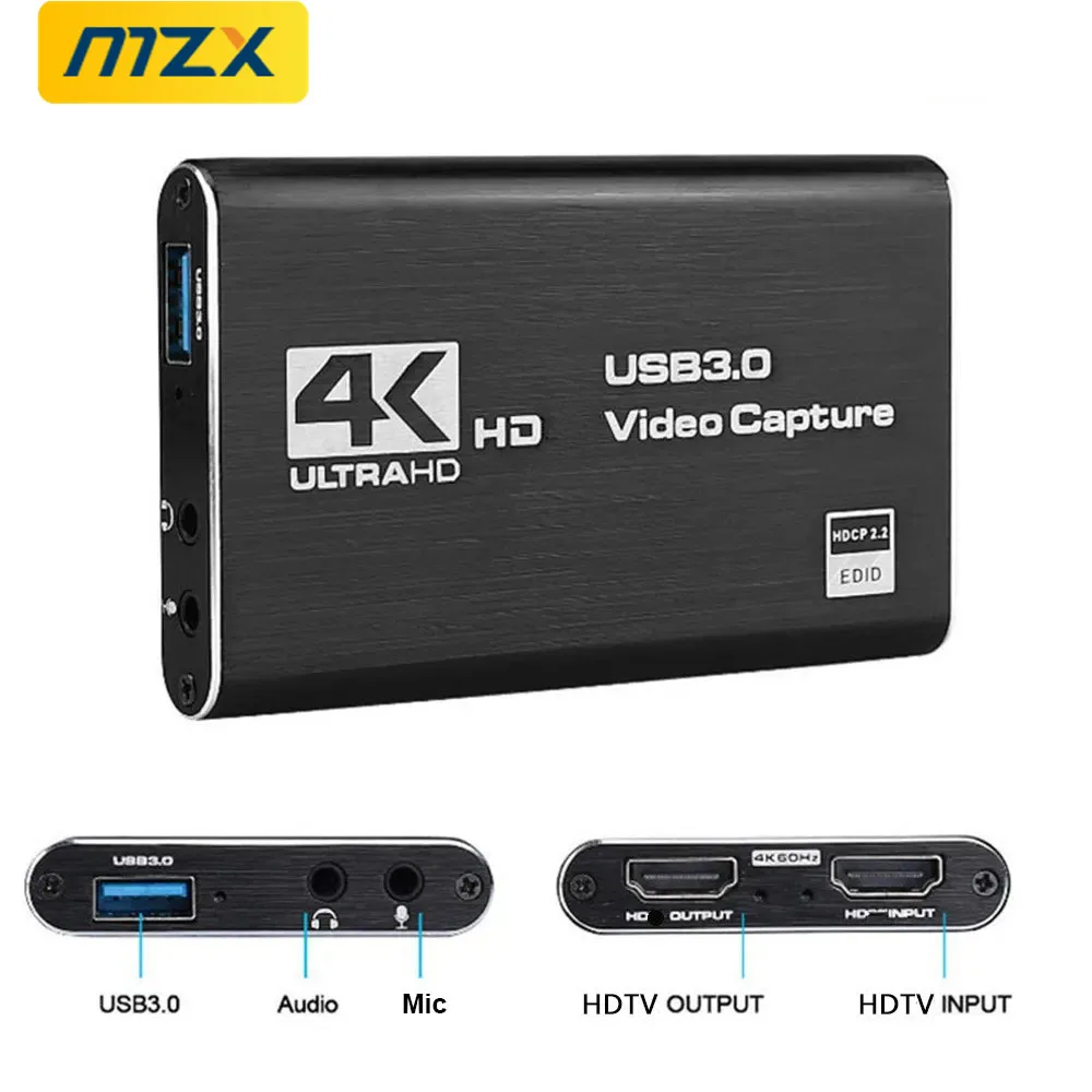 MZX-Video Capture Card Box, Gravador ao Vivo, Grabber, Jogo, Áudio
