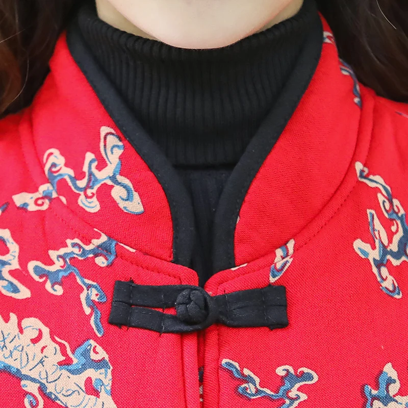 Ethnic Style Sleeveless Jacket Women Vintage Casual Chinese Vest Autumn Winter Thicken Female Loose Mid-length Waistcoat women cheongsam waistcoat
