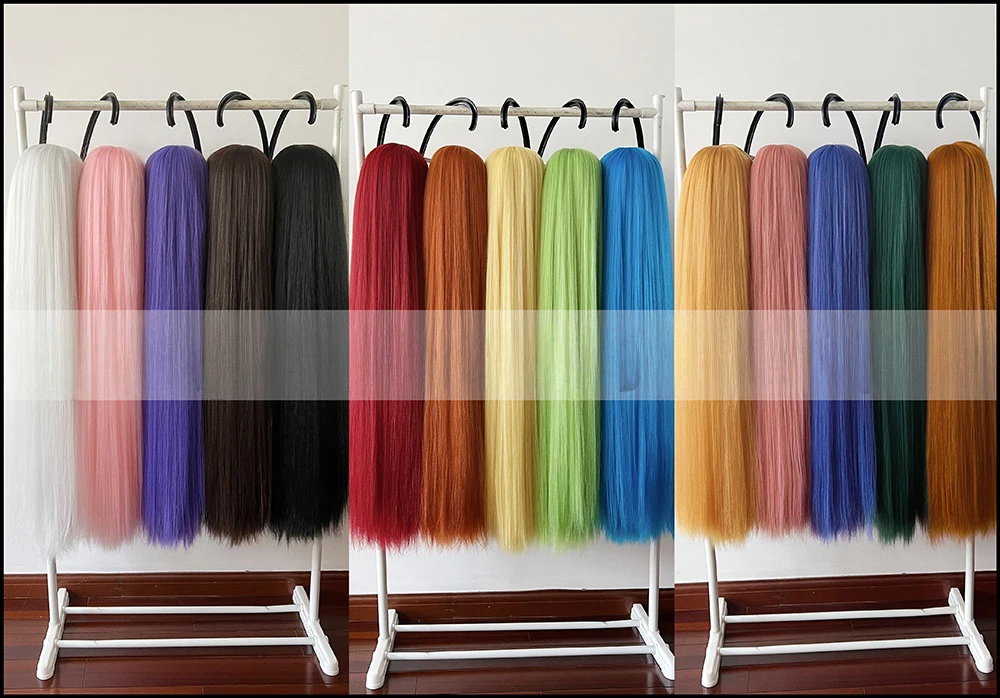 Cosplay Perücke 100cm Lila mit Pony, 500g, Hitzebeständig, Synthetic Hair 5