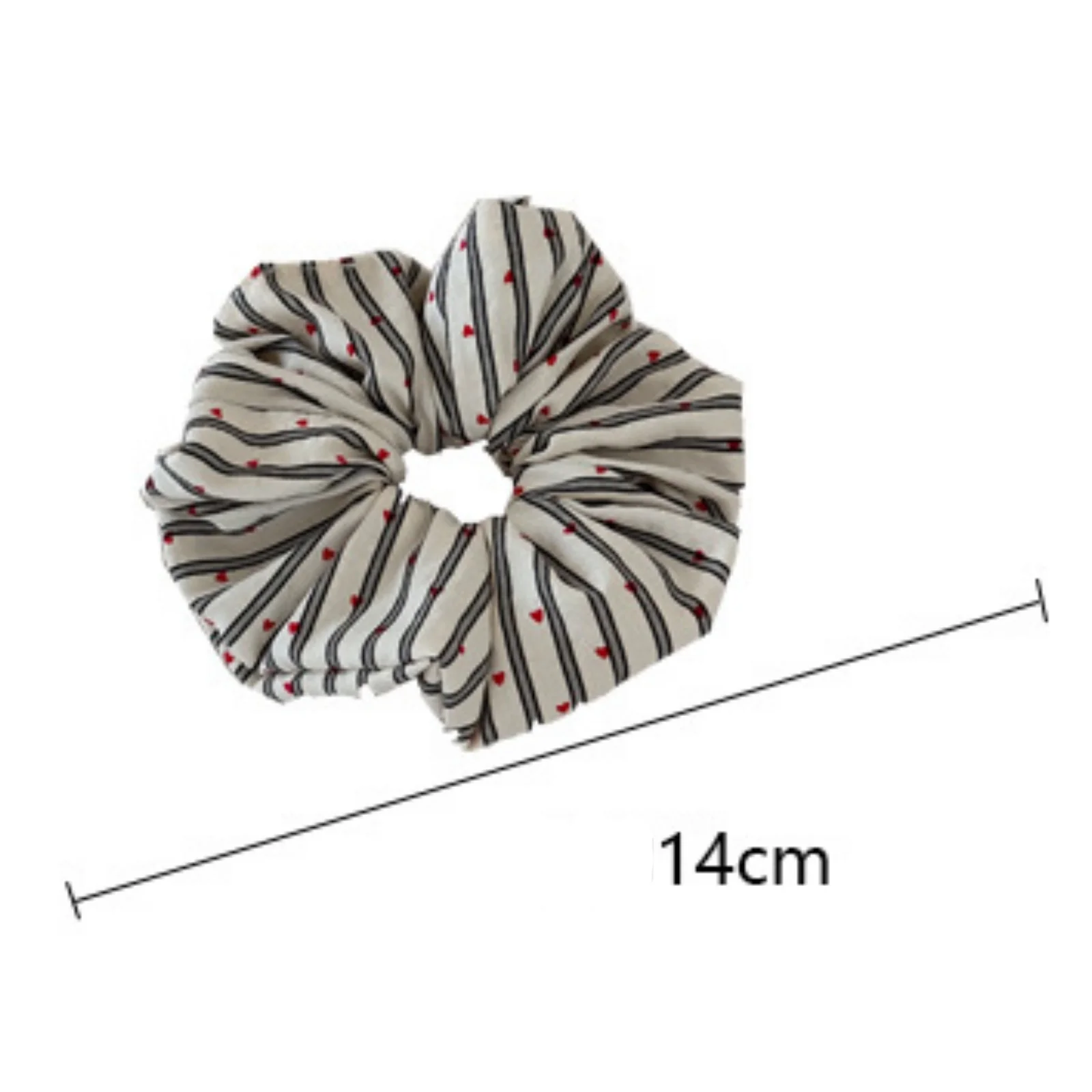 1PC Preppy Striped Heart Scrunchie, Cute School - Style Hair Tie for Teens, Fashionable Hair Accessory for Daily Wear