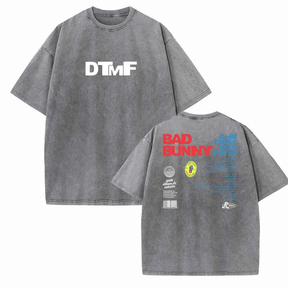 Bad Bunny Debi Tirar Mas Fotos Vintage Summer O-Neck Short Sleeve Cotton T-Shirts 2