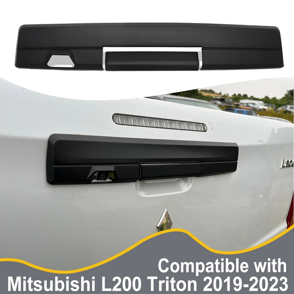 미쓰비시 L200 트라이톤 MR GLS 2019-2023 카메라 구멍 ABS 무광 블랙 자동차 외부 액세서리용 리어 테일게이트 도어 핸들 커버