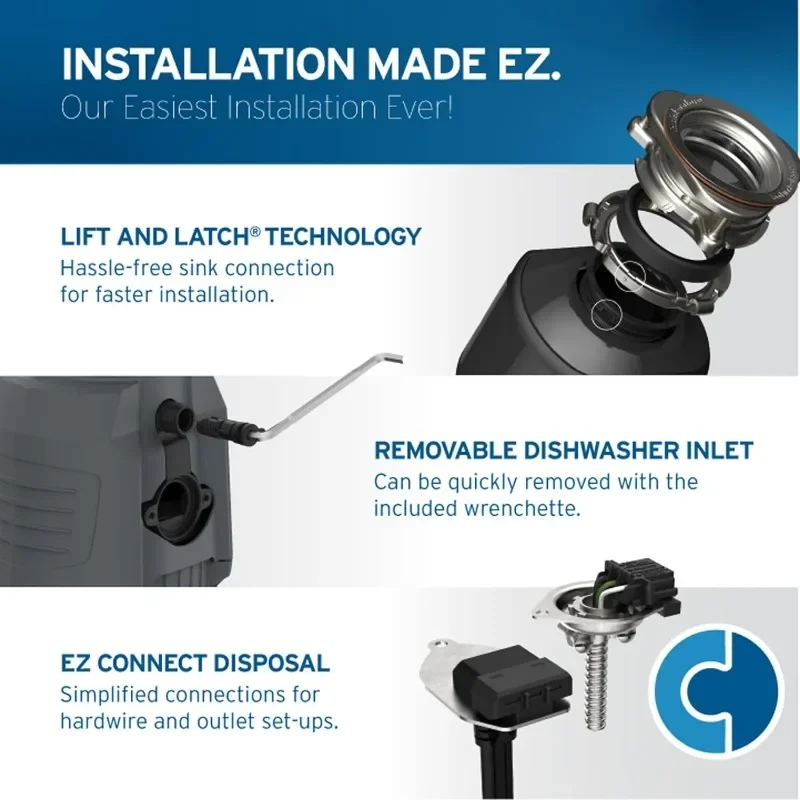 InSinkErator EVOLUTION 0.75HP 3/4 HP, Advanced Series EZ Connect Continuous Feed Food Waste Garbage Disposal, Gray 6