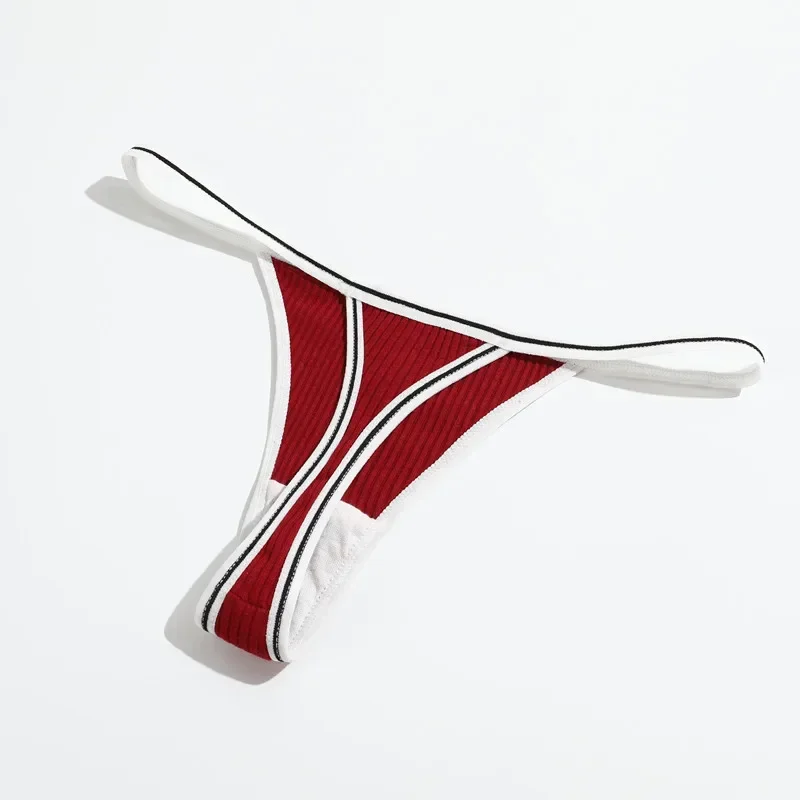 Description Picture 2 of item2pcs Women's Cotton Underwear Thongs Sexy Seamless Ladies Ribbed Simple Women's Low Waist Bikini Briefs Soft Comfort Lingerie