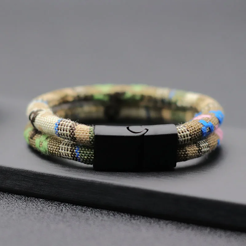 Bohemian Rope Man Bracelet 6mm Double Layer Macrame Braclet Beach Bijoux Homme Turkey Survival Braslet Pulseira Masculina Gift