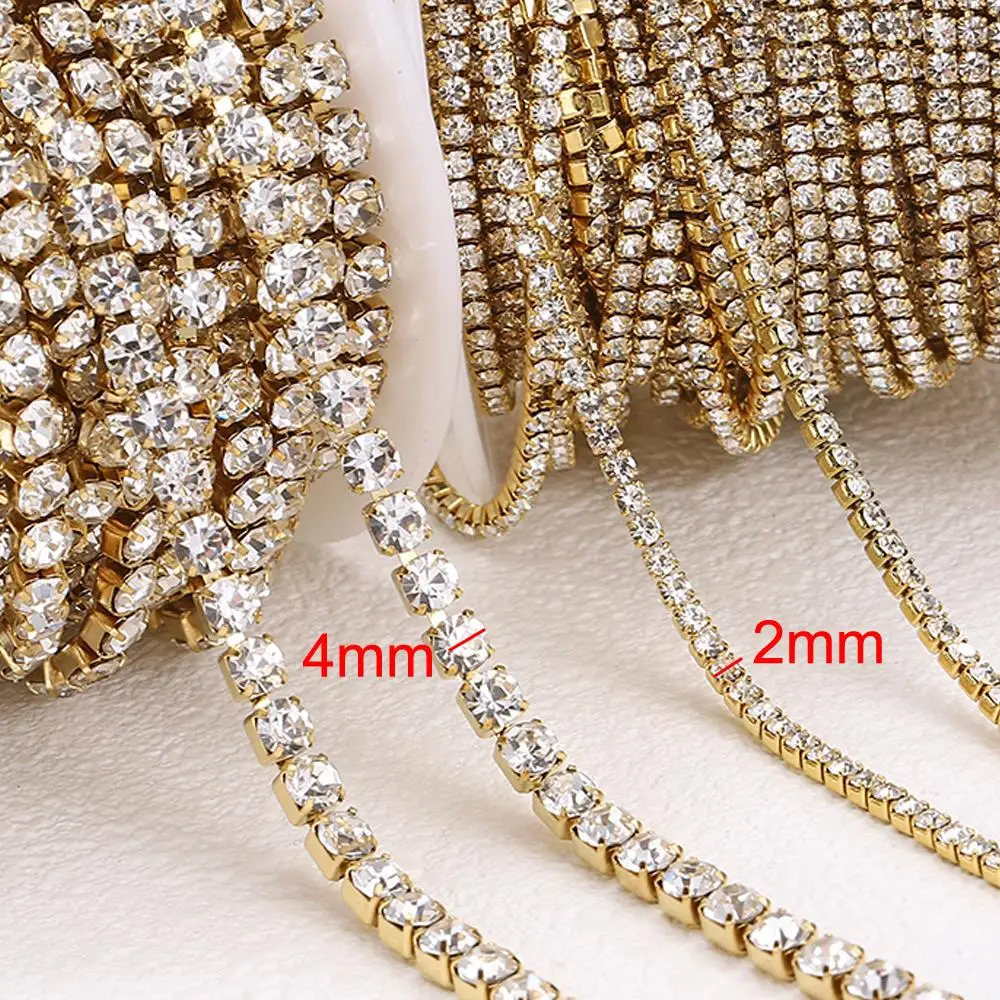 1 Meter Edelstahl-Kristall-Strasskette zum Aufnähen, zum Aufkleben, Tassenketten für DIY-Kleidung, Tasche, dekorative Kette – Detail 10