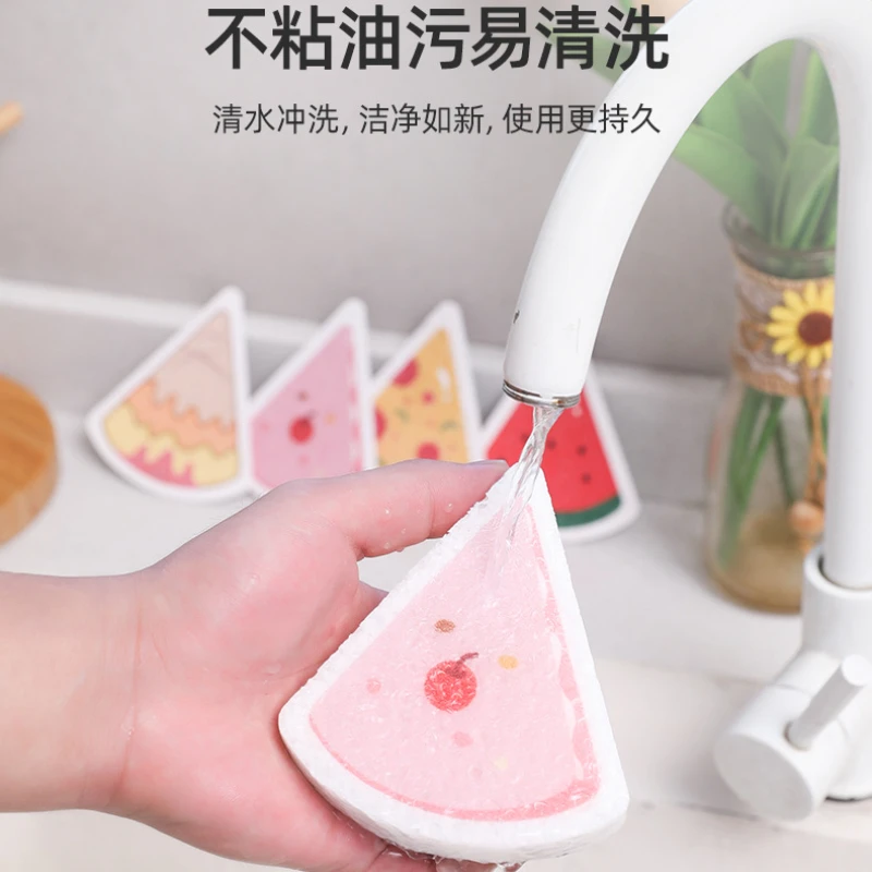 Cartoon Dishwashing Sponge Wipe, Non-scratch Scouring Pads, Cute