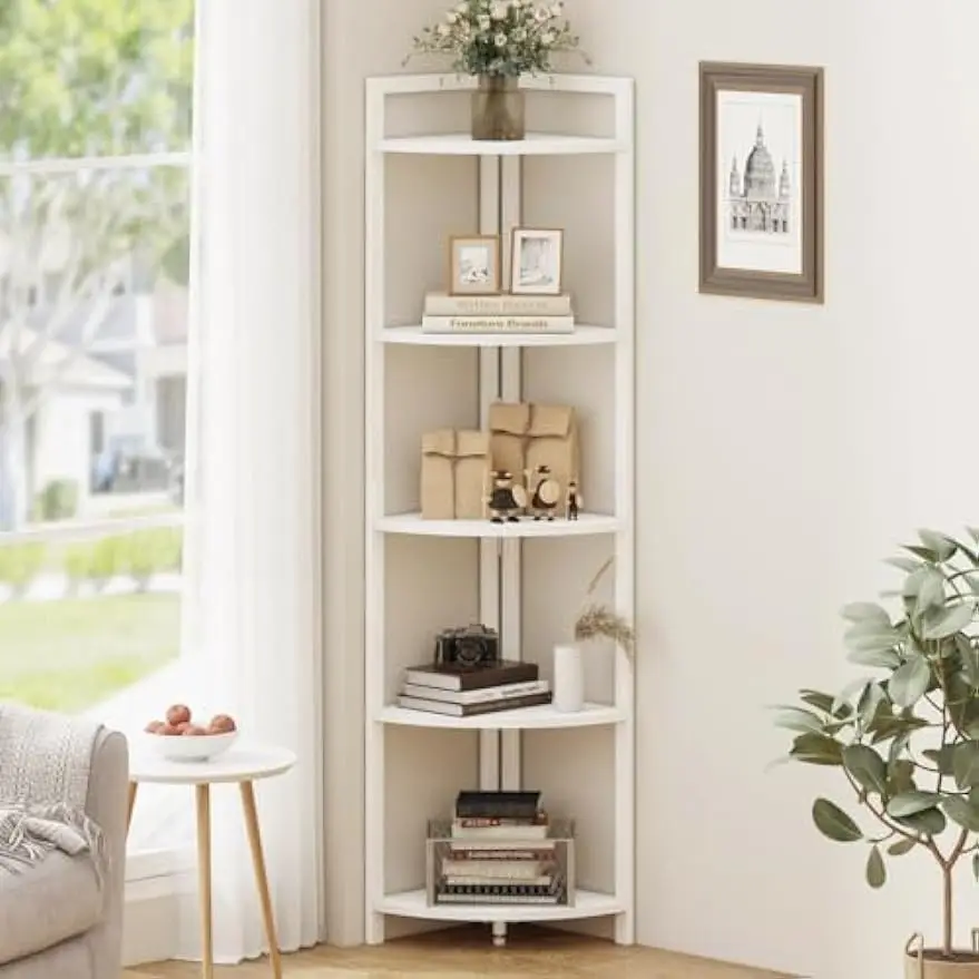 FATORRI Console Table and Corner Shelf Stand (White Oak)
