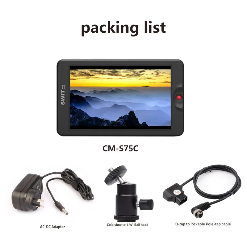 

SWIT CM-S75C Monitor 7 inch 3000nit HDR LCD 4K-HDMI Input and Loop Out Built-in De-log 3DLUT Monitor