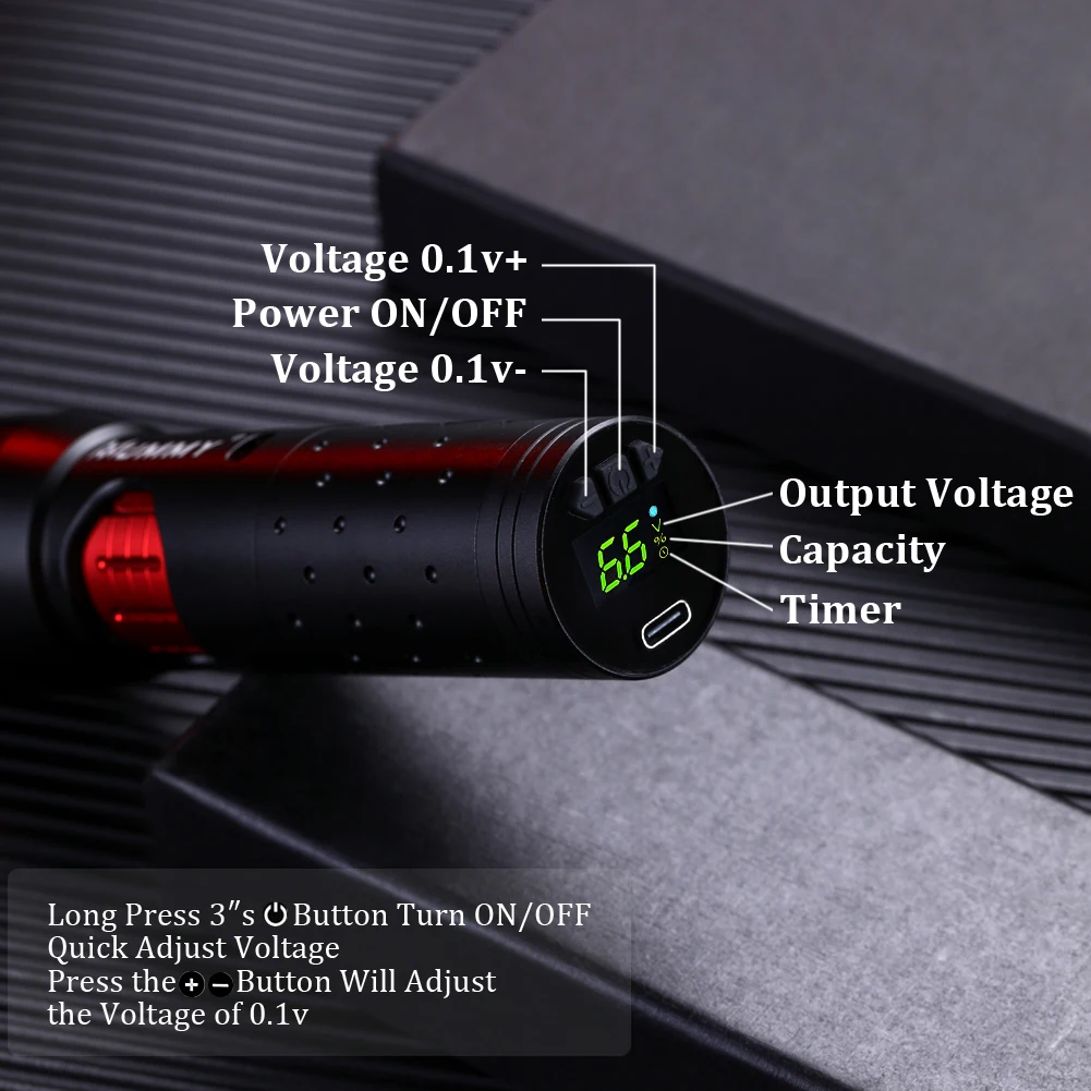 Mummy Pharaoh Wireless Tattoo Machine Adjustable Stroke Length Swiss Motor Tattoo Pen
