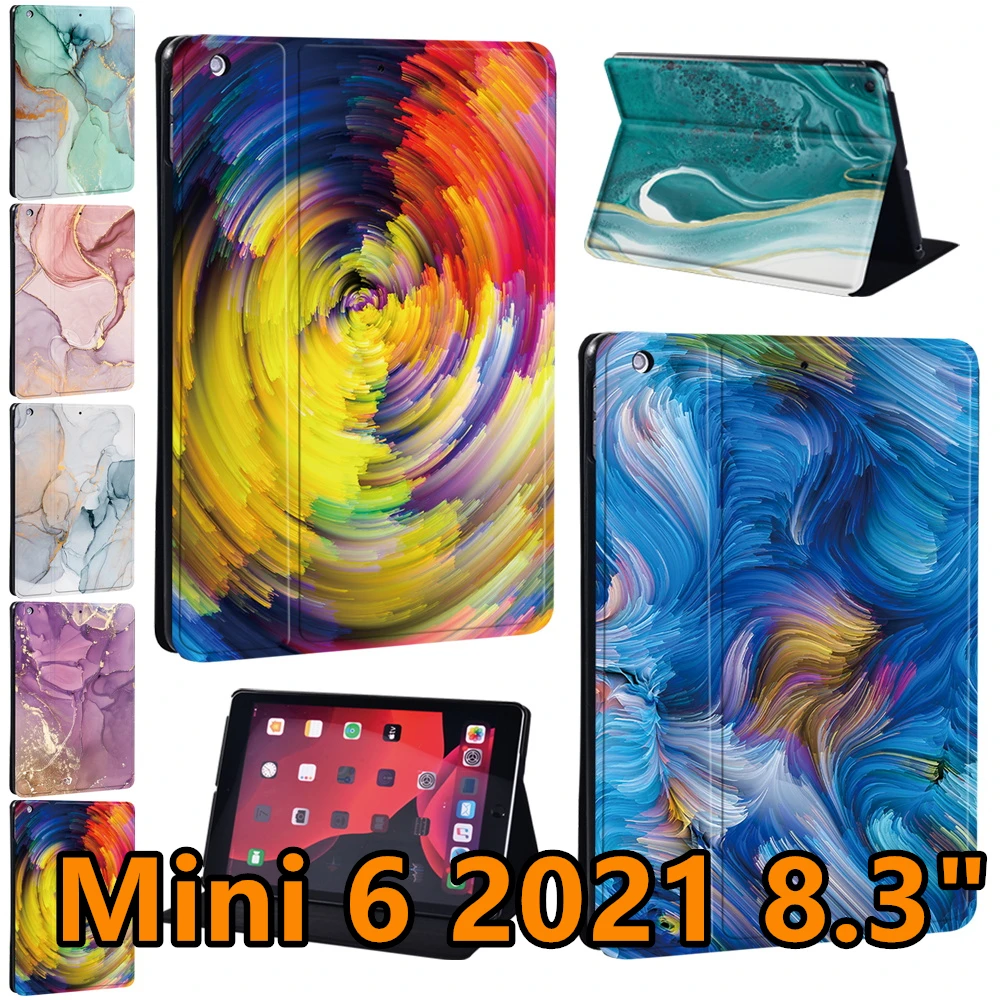 

Tablet Stand Case for IPad Mini 6 8.3inch 2021 A2567/A2568/A2569 Drop Resistance PU Leather Watercolor Pattern Series Cover