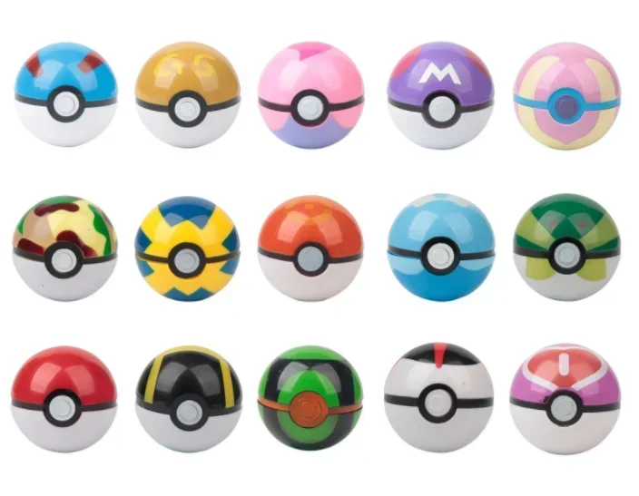 15Pcs Pokemon Pokeballs Figure 7Cm Balls + 15Pcs Figur Mini Figure Casuali All'Interno E Regalo Giocattolo