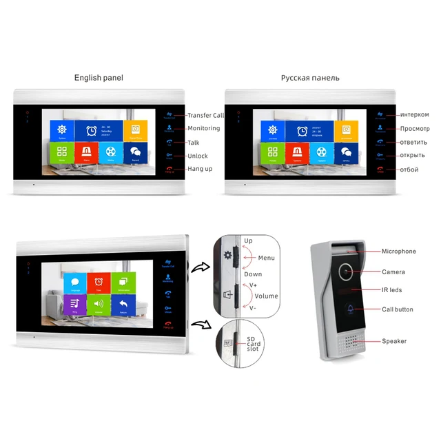 Jeatone Tuya 7Inch WiFi Wireless Video Intercom Doorphon With 1080P Automatic Detection Eye Camera For Home Outdoor Apartment 6