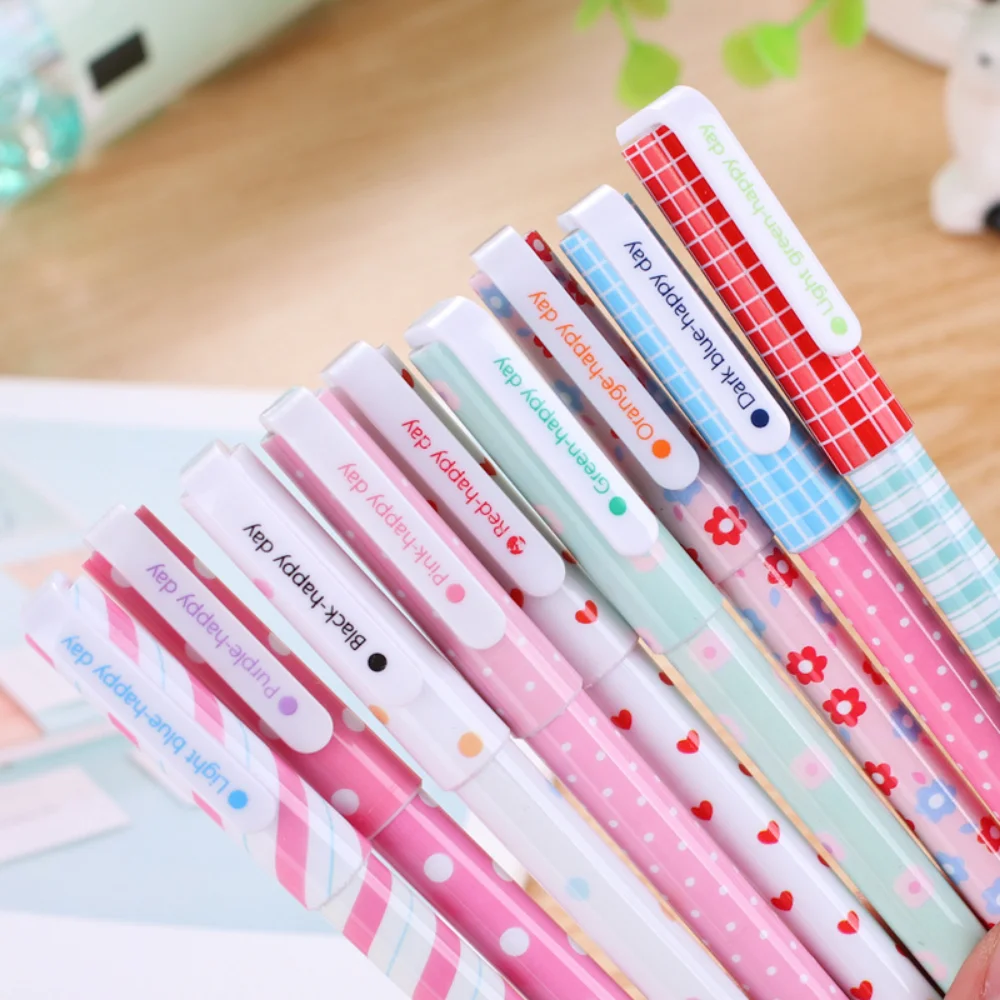10 Pcs/Set Color Pen Flower Animal Starry Star Sweet Flora Colored Gel Pen 0.38mm Cute Pens for School  Stationary