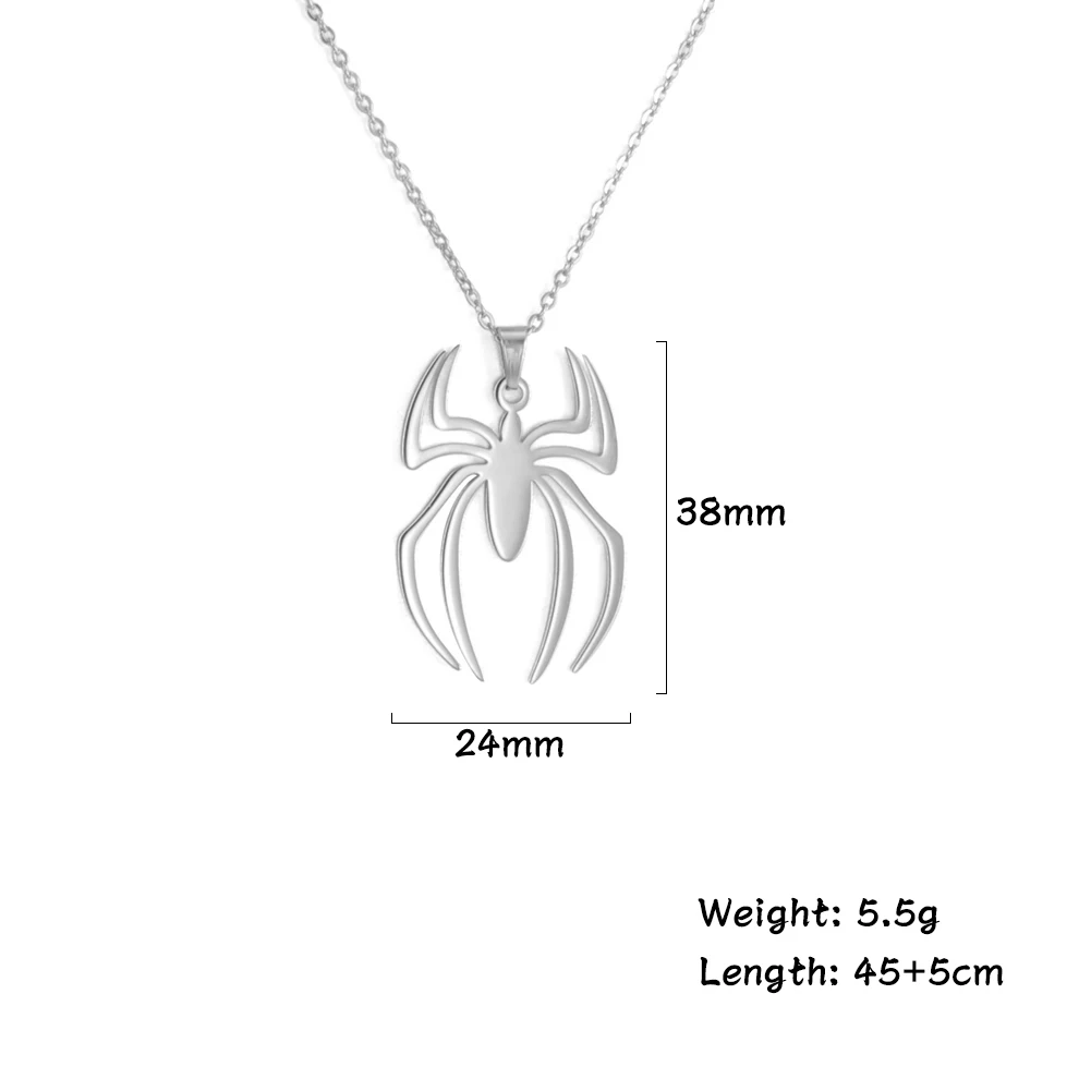 Skyrim Punk Spider Pendant Necklace for Women Men Stainless Steel Double Layer Collar Necklace Hip Hop Tiers Jewelry Gift_voghion.com