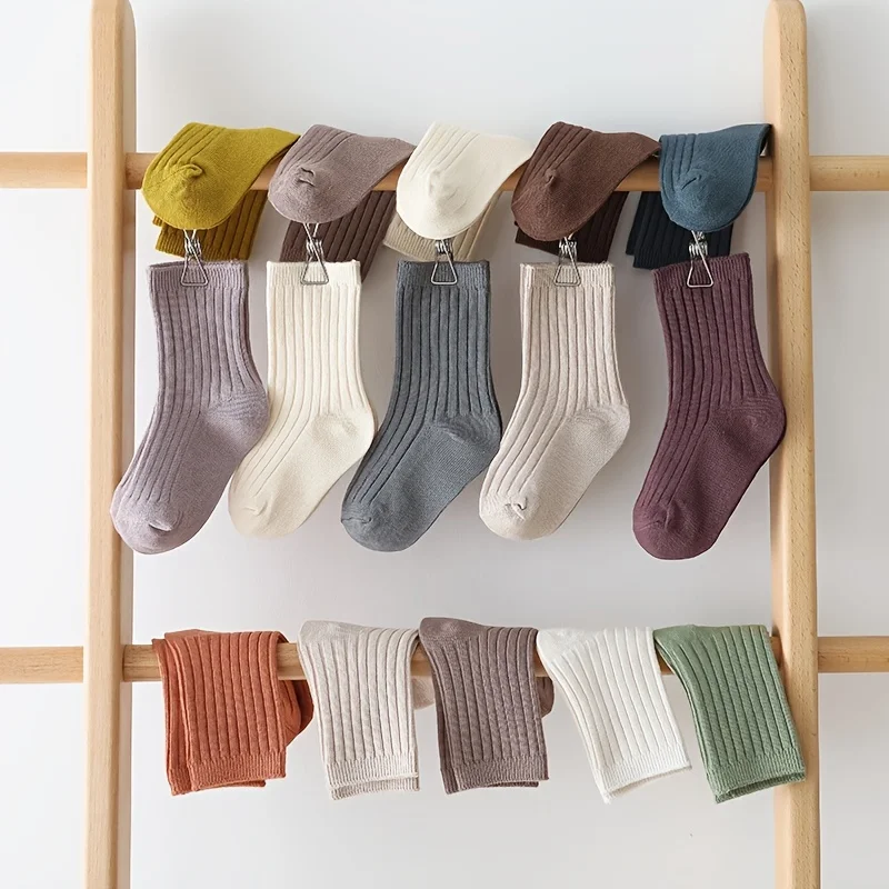 

5 Pairs of Ribbed Socks, Cute Knit Socks Suitable for Newborn Boys and Girls
