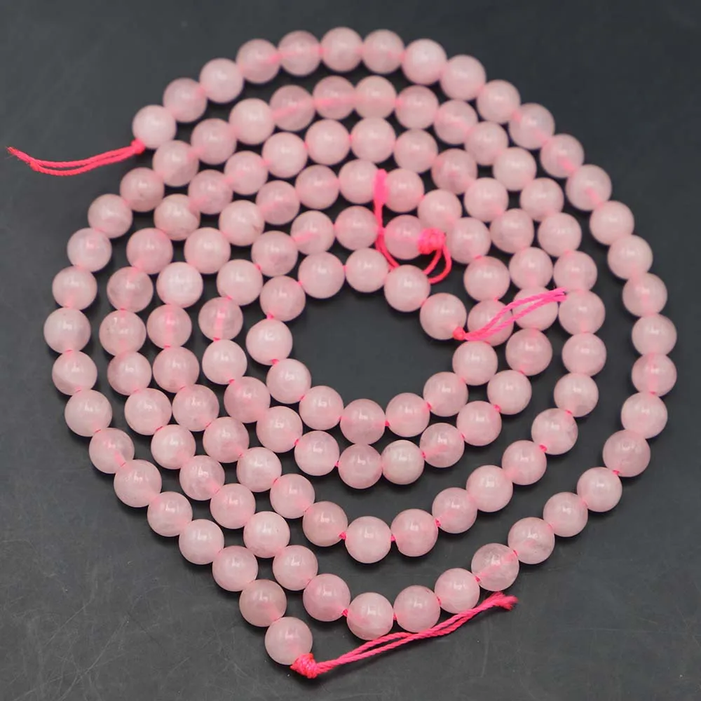 6MM Natural Stone Pink Rose Quartzs Round Loose Spacer Beads Jewelry Making DIY Charms Bracelets Necklace Accessories Wholesale