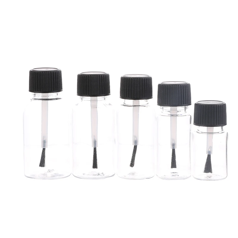 Refillable Nail Bottle 5/10/15/20/30ml Plastic Nail Polish Bottles Liquid Empty Bottle With Brush Cap DIY Craft Clear Refillable Leakproof Storage Jars