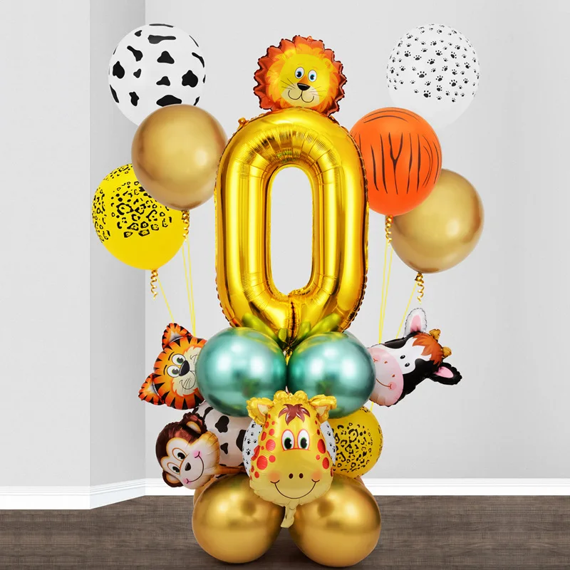 thumbnail image 1 of Decoraciones para fiestas de cumpleaños con animales de la jungla Wild One Woodland Safari Platos de papel Vasos Servilletas Globos Suministros para baby shower para niños, 1 of 5