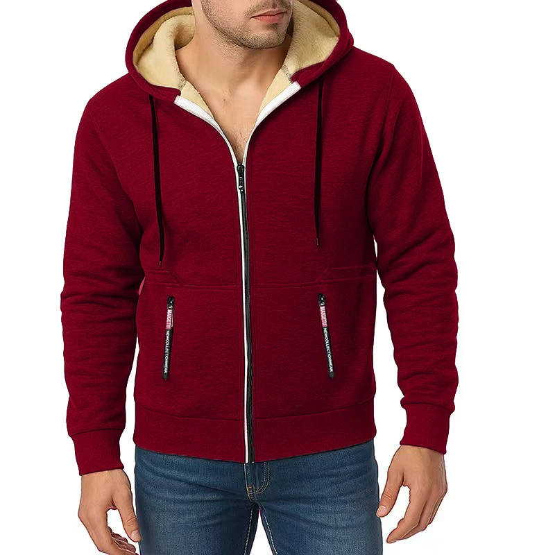 Animal Game Hoodies for Men Heavyweight Fleece Sweatshirt Full Zip Up Thick Sherpa Lined Hooded Jacket Casual Thick  Sweatshirts