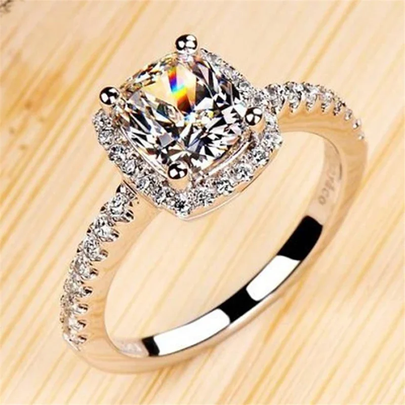 

DIWENFU 925 Sterling Silver FL Diamond Ring for Women 2 Carats Claw Diamond Gemstone Bizuteria Engagement S925 Jewelry Anel